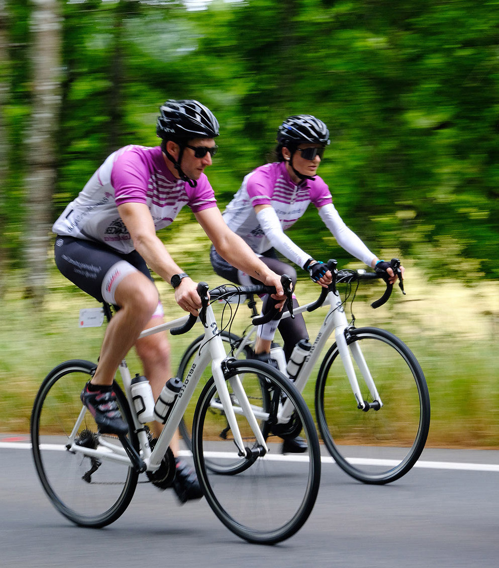 Two cyclists on the C2C4C event  to raise money for cancer
