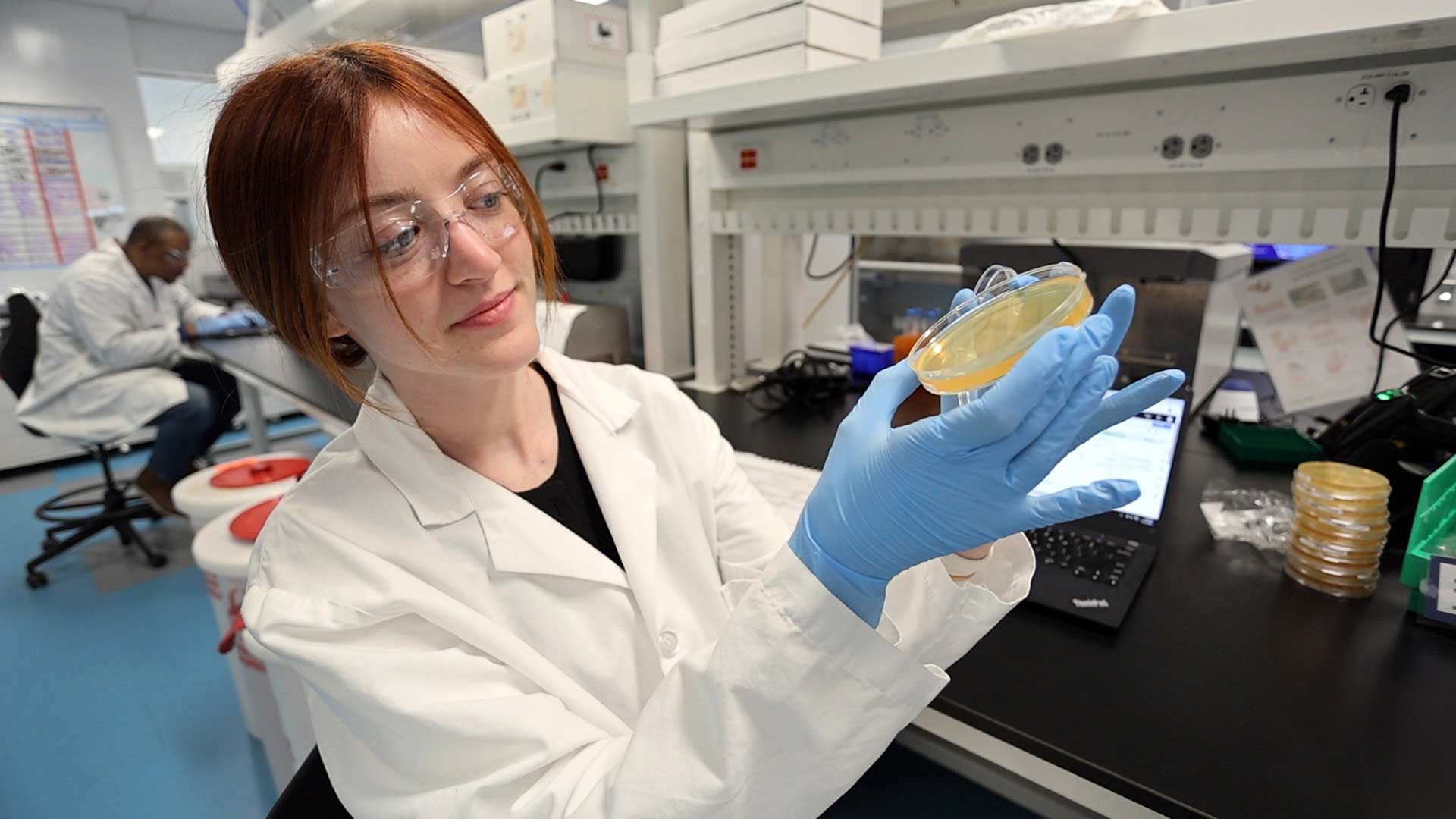 Scientist working on drug research at Bristol Myers Squibb’s research lab